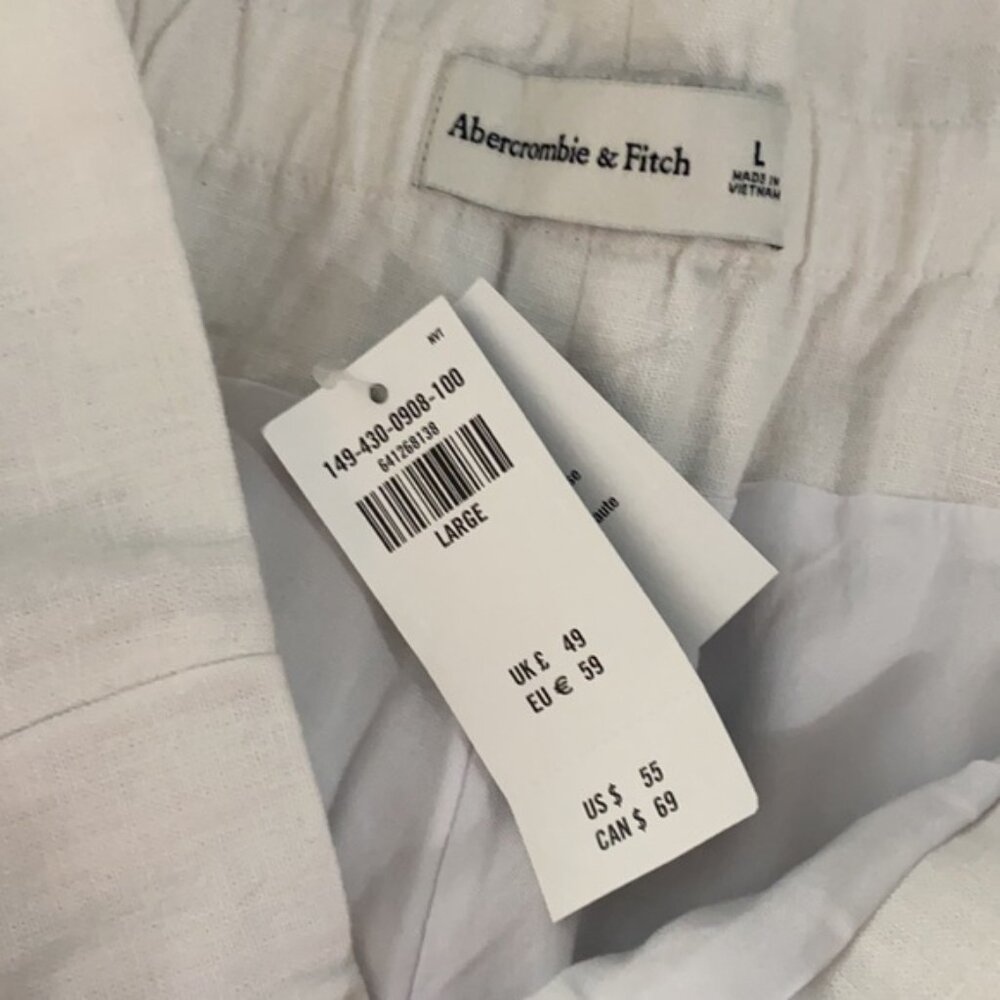 Abercrombie White Belted High Waist Linen Shorts Size L - Picture 6 of 6